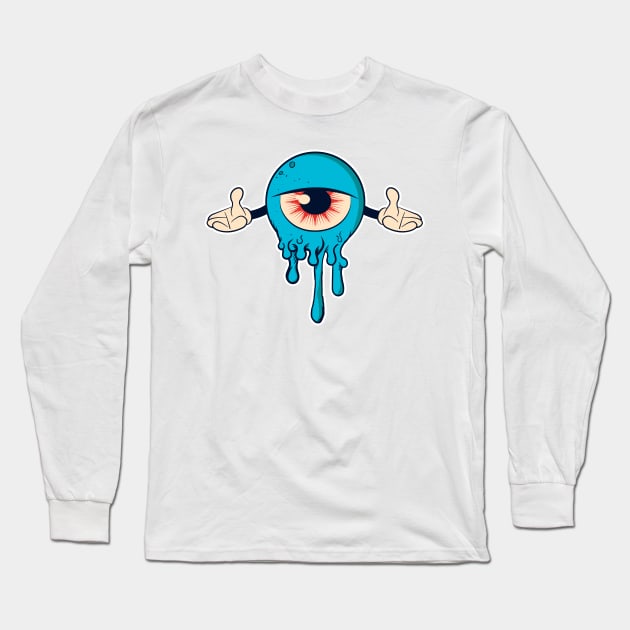 Dripping Cartoon Eye Long Sleeve T-Shirt by Digster